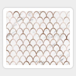 Rose gold mermaid scales - white marble Sticker